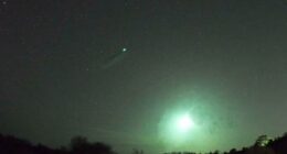 Dramatic moment massive green fireball streaks across the skies in UK