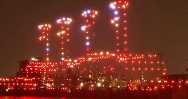Drone display recreates the Titanic departing Belfast minute-by-minute