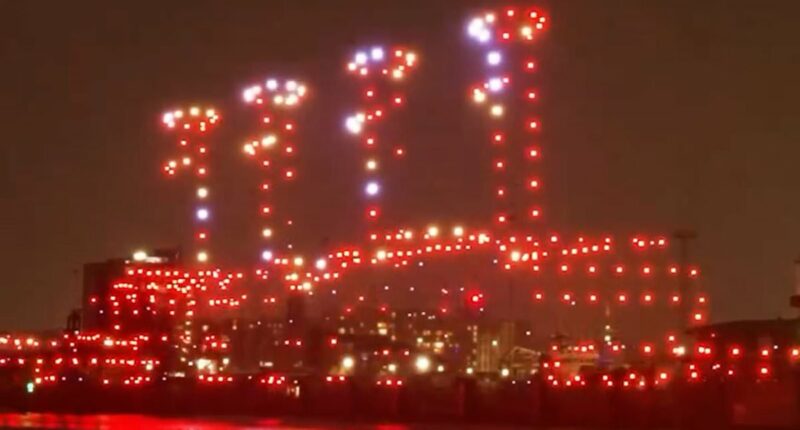 Drone display recreates the Titanic departing Belfast minute-by-minute