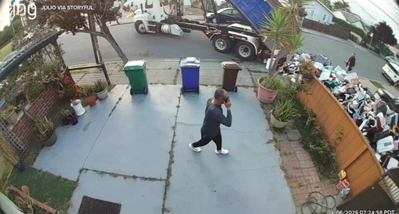 Dump truck returns debris to customer's San Pablo, California yard after dispute over unpaid bill, video shows