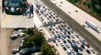 Eastbound 105 Freeway still closed, hours after man found shot inside car