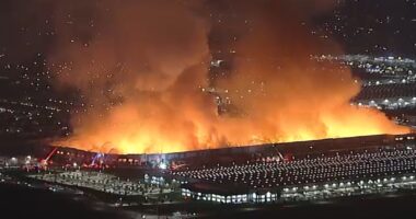 Employee accused of arson following massive warehouse fire in Ontario, California