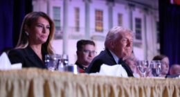 First lady Melania Trump and President Donald Trump attend the annual White House Correspondents Dinner.