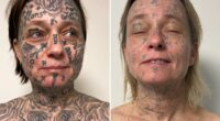 Evil abuser tattooed his name 250 times across girlfriend's face and body with cheap online machine