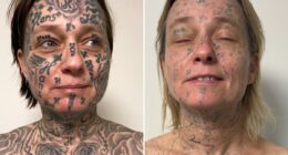 Evil abuser tattooed his name 250 times across girlfriend's face and body with cheap online machine