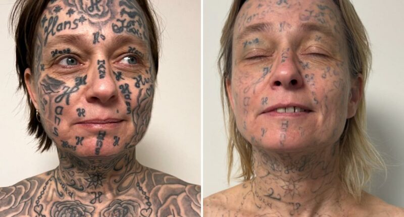 Evil abuser tattooed his name 250 times across girlfriend's face and body with cheap online machine