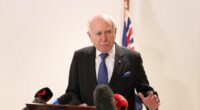 Former prime minister John Howard speaks to members of the media about the Bondi terror attack during a press conference in Sydney. Monday 16th December, 2025.