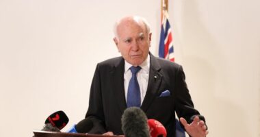 Former prime minister John Howard speaks to members of the media about the Bondi terror attack during a press conference in Sydney. Monday 16th December, 2025.