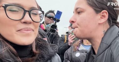 Excuse of father caught shoving reporter at violent anti-ICE protest