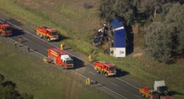 Five in hospital after serious truck crash closes Hume Freeway in Victoria