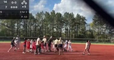 Georgia youth softball coach attacks rival on pitcher's mound in wild catfight caught on video