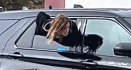 Handcuffed woman who wriggled out of police cruiser window in viral video caught days later