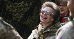 Hard-working Princess Anne wears camouflage uniform as she visits The King's Royal Hussars in Salisbury and gets stuck into training exercises