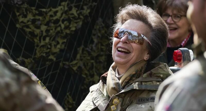 Hard-working Princess Anne wears camouflage uniform as she visits The King's Royal Hussars in Salisbury and gets stuck into training exercises