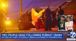 'He was almost here': Pregnant woman weeks away from giving birth, boyfriend killed when domestic violence suspect fleeing cops slams into their car, police say