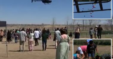 Helicopter releases thousands of Easter eggs for Colorado church hunt
