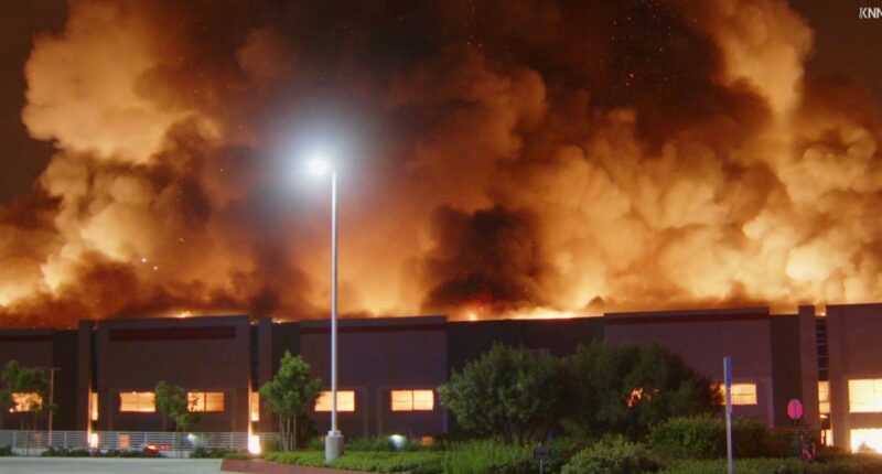 Huge blaze rips through SoCal warehouse, arson suspected