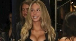 Influencer Alix Earle turns heads in plunging top and miniskirt