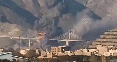 gif of plume of smoke near bridge