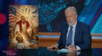 Jon Stewart spots uncanny resemblance in Trump's AI 'Jesus' meme