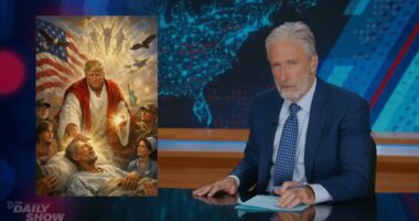 Jon Stewart spots uncanny resemblance in Trump's AI 'Jesus' meme