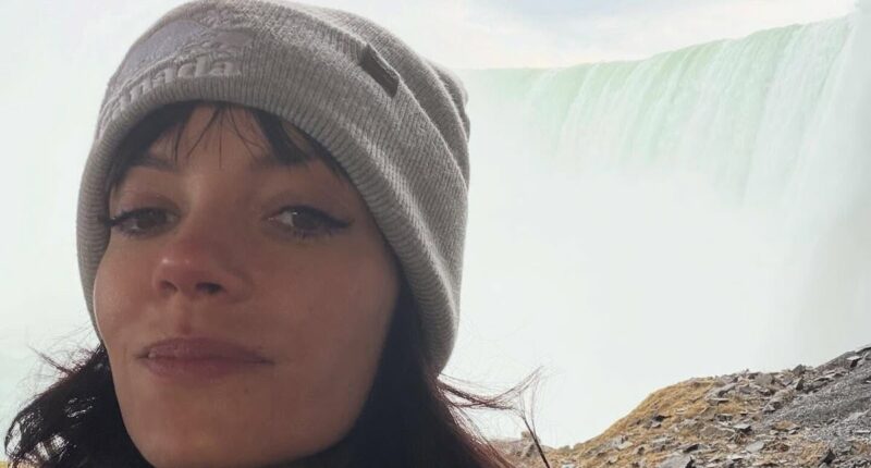 Lily Allen enjoys a visit to Niagara Falls and catches up with 13 Reasons Why star Tommy Dorfman as she spends time in Toronto on her world tour