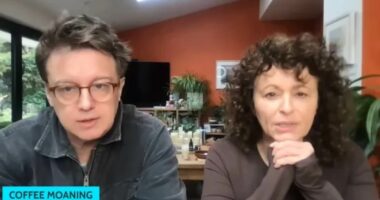 Loose Women star Nadia Sawalha's husband Mark Adderley is suspended from the Green Party after posting 'antisemitism rants' on YouTube