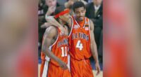 March Madness: University of Illinois Fighting Illini alums from 2005 Final Four team cheering for basketball championship