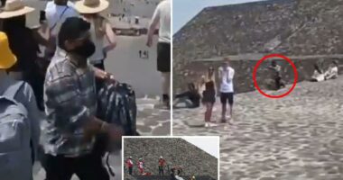 Mexican pyramid shooter caught on video calmly setting up gun, shooting as shocked tourists flee