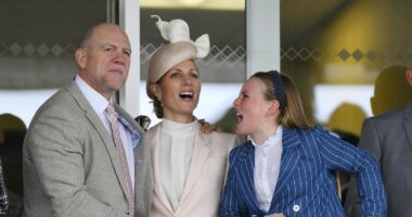 Mia Tindall does a Prince Louis! Royal, 12, puts on VERY animated display as she joins her parents Zara and Mike at Aintree's Ladies Day