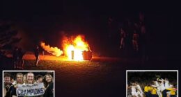 Michigan basketball fans set dozens of fires after team wins first national championship in 37 years