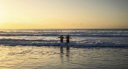 End of daylight saving, dawn, Maroubra Beach.