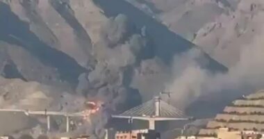 Moment Iran's tallest bridge is blown to pieces in US-Israeli strikes