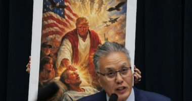 Moment RFK Jr confronted with Trump's viral Jesus meme as he's grilled over his 'mental fitness'