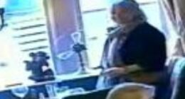 Moment woman steals pub's lucky monkey statue