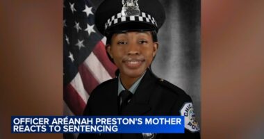 Mother of slain Chicago Police Officer Aréanah Preston reacts after Joseph Brooks pleads guilty to murder, sentenced to 55 years