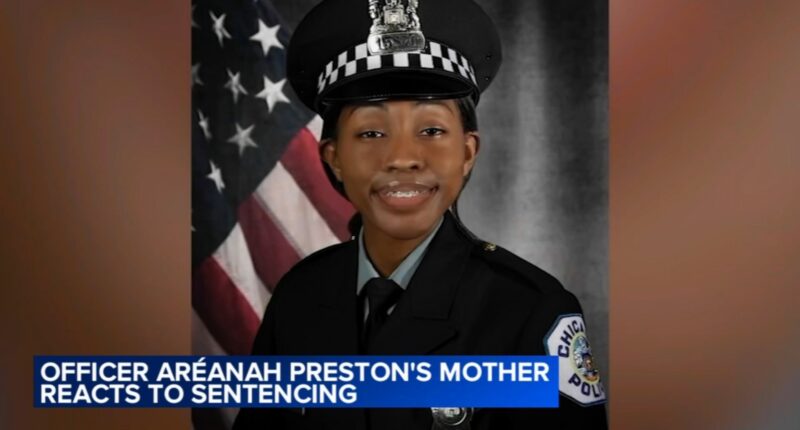 Mother of slain Chicago Police Officer Aréanah Preston reacts after Joseph Brooks pleads guilty to murder, sentenced to 55 years