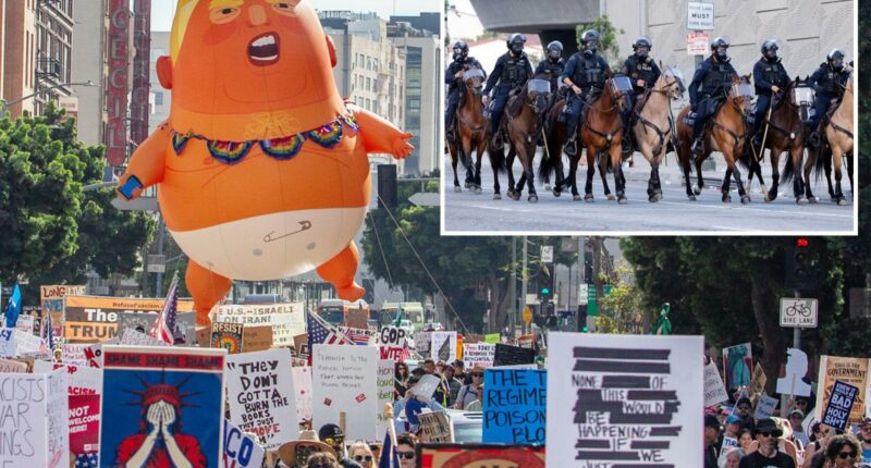 'No Kings' instigators threw bottles at police horses in chaotic Los Angeles protest