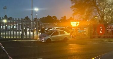Police have arrested a man, who is now being questioned, after two people were allegedly hit by a car in Ascot Vale, outside of Supanova Comic Con.