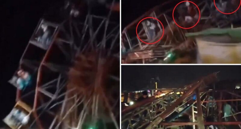 Packed fairground ride collapses at fair in India, injuring 30