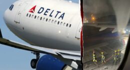 Passengers screamed 'turn around' as flames shot from Delta jet engine moments after takeoff
