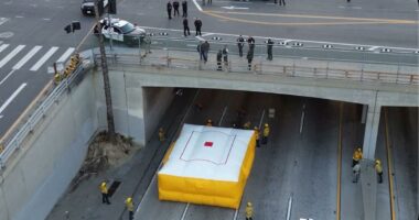 Person threatening to jump freezes 101 Freeway traffic for hours as SWAT and LAPD descend