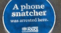 Police paint 'blue plaques' on pavements in phone snatcher warning
