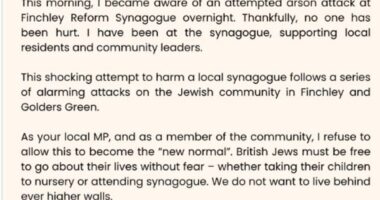 Police probe attack at synagogue after Jewish ambulances firebombed