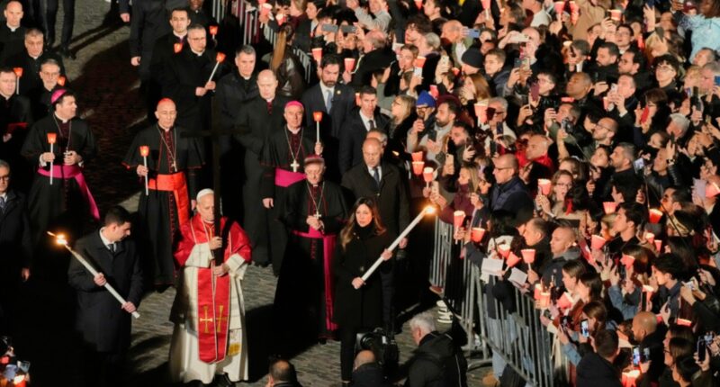Pope Leo XIV carries cross for full Good Friday procession, the first pontiff to do so in decades