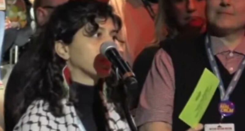 Progressive political party's conference plunged into turmoil after giving minority groups 'equity cards' to let them cut line-with trans woman furious a biological woman was allowed to go before her