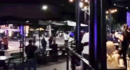 A large crowd of juveniles gathered at ICON Park in Orlando, Florida.