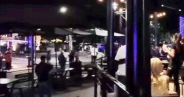 A large crowd of juveniles gathered at ICON Park in Orlando, Florida.