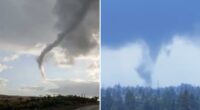 Rare moment caught on camera as three tornadoes touch down in California