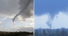 Rare moment caught on camera as three tornadoes touch down in California